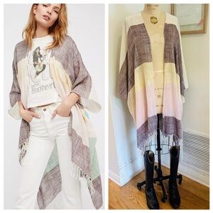 Free People Mystique Shimmer Striped Kimono One Size